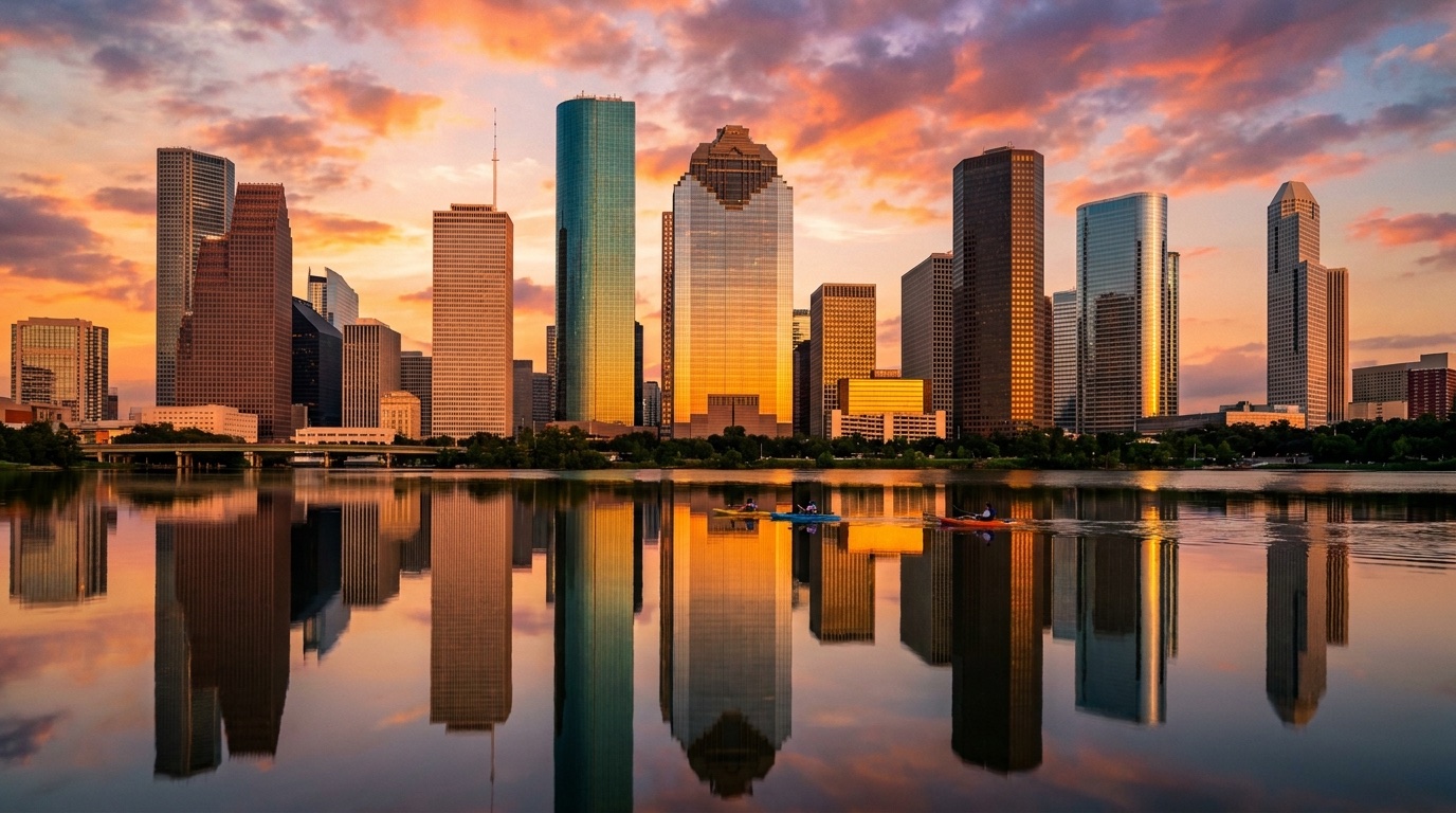 The downtown Houston skyline