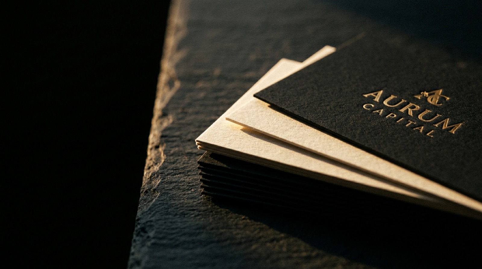 A stack of premium business cards